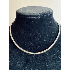 Women's Luxval Silver Tone Clear Rhinestone Tennis Necklace 15-17”